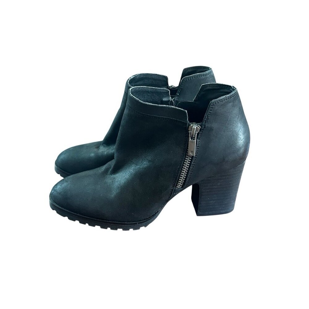 Lucky Brand Blandre Booties Double Zip Heeled Boot NEW Chunky Heel Leather 7.5 M